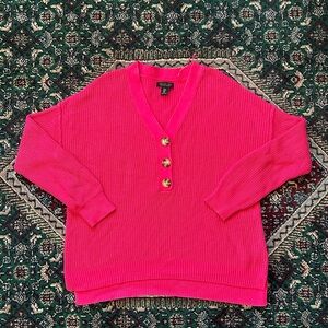 Rachel Zoe Bright Pink V-Neck Sweater